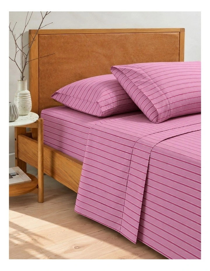 Accessorize 250TC Cotton Percale Stripe Sheet Set Pink image 1