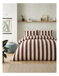 Vintage Design Linen Cotton Stripe Quilt Cover Set Chocolate