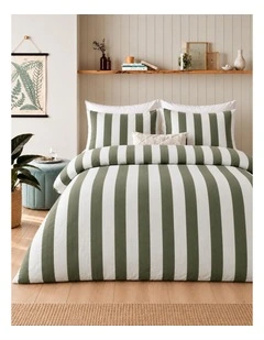 Vintage Design Linen Cotton Stripe Quilt Cover Set Forest