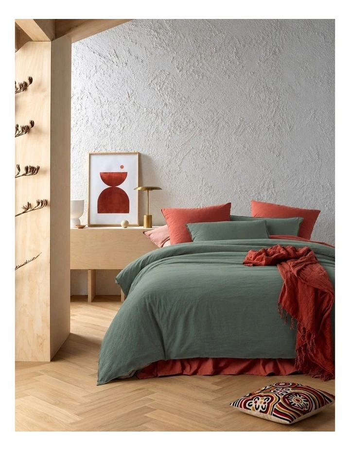 Accessorize Stone Washed Cotton Quilt Cover Set Sage image 1
