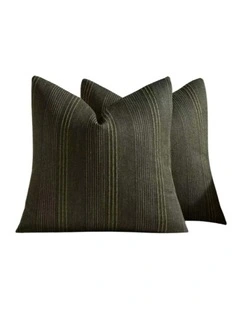 GIOIA CASA Linen Blend Striped European Pillowcases in Olive 2 Pack