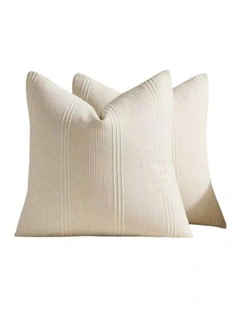 GIOIA CASA Linen Blend Striped European Pillowcases in Beige 2 Pack