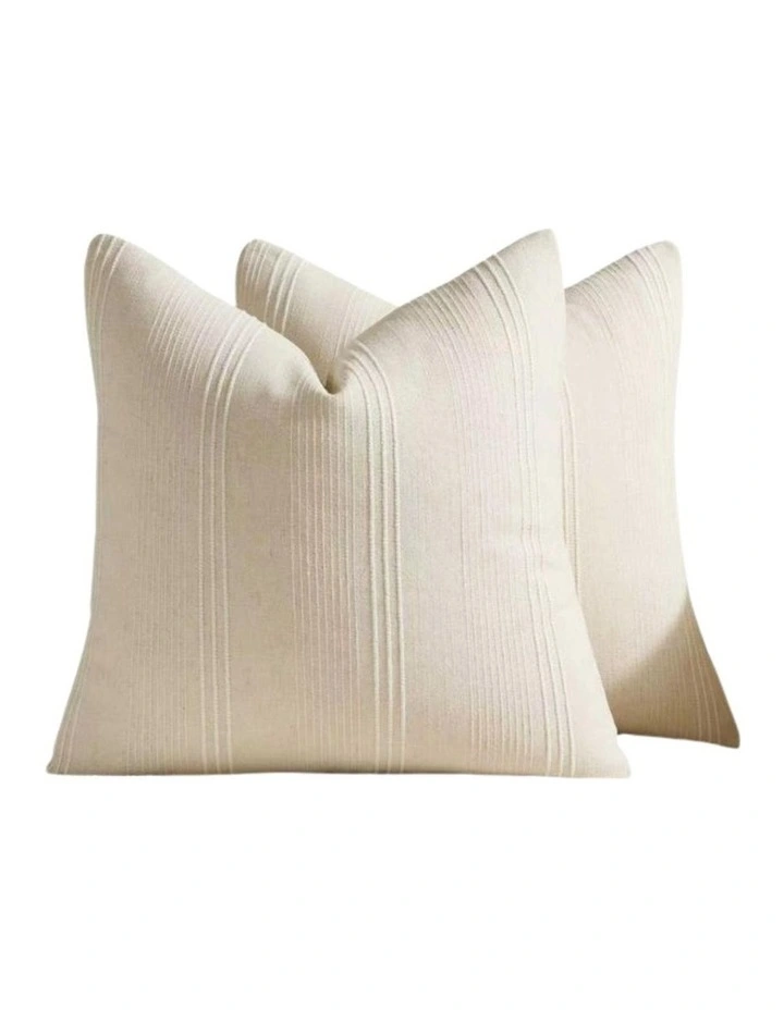 GIOIA CASA Linen Blend Striped European Pillowcases in Beige 2 Pack image 1