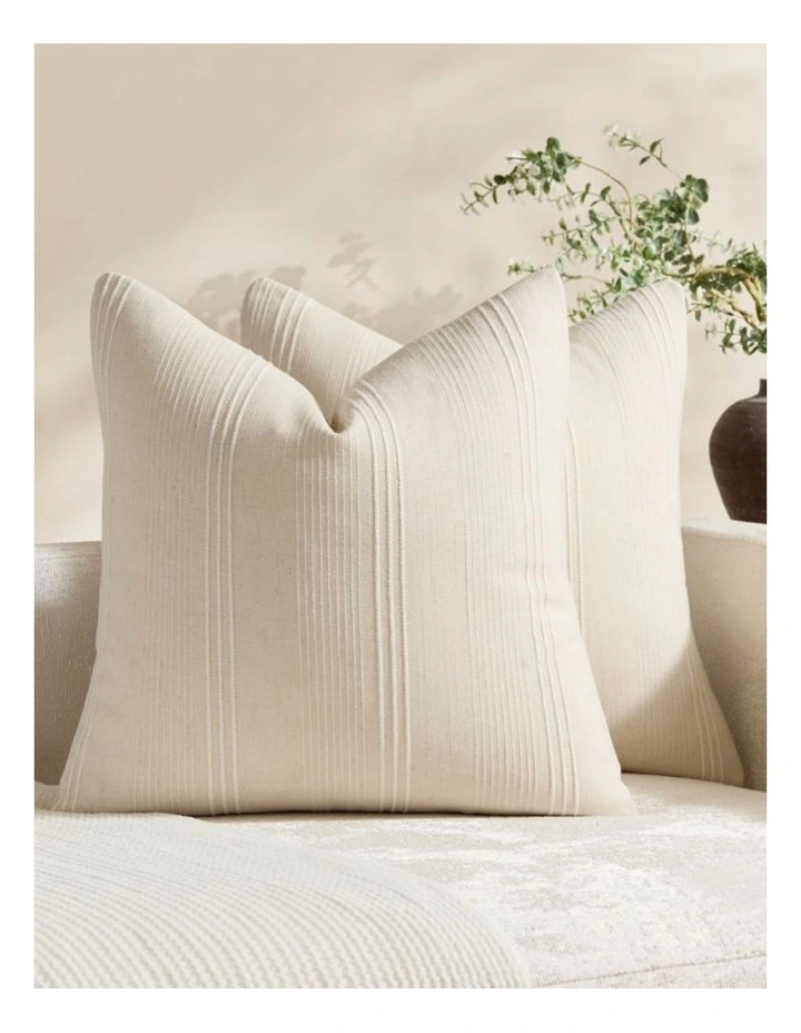 GIOIA CASA Linen Blend Striped European Pillowcases in Beige 2 Pack image 2