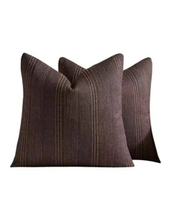 GIOIA CASA Linen Blend Striped European Pillowcases in Dark Brown 2 Pack