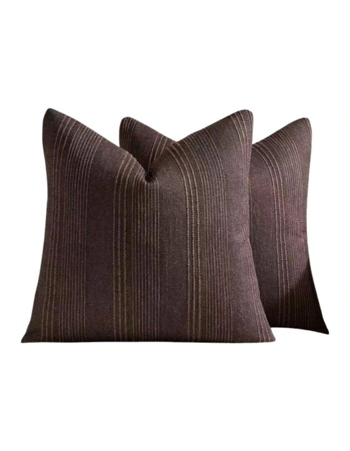 GIOIA CASA Linen Blend Striped European Pillowcases in Dark Brown 2 Pack image 1