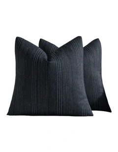 GIOIA CASA Linen Blend Striped European Pillowcases in Blue 2 Pack