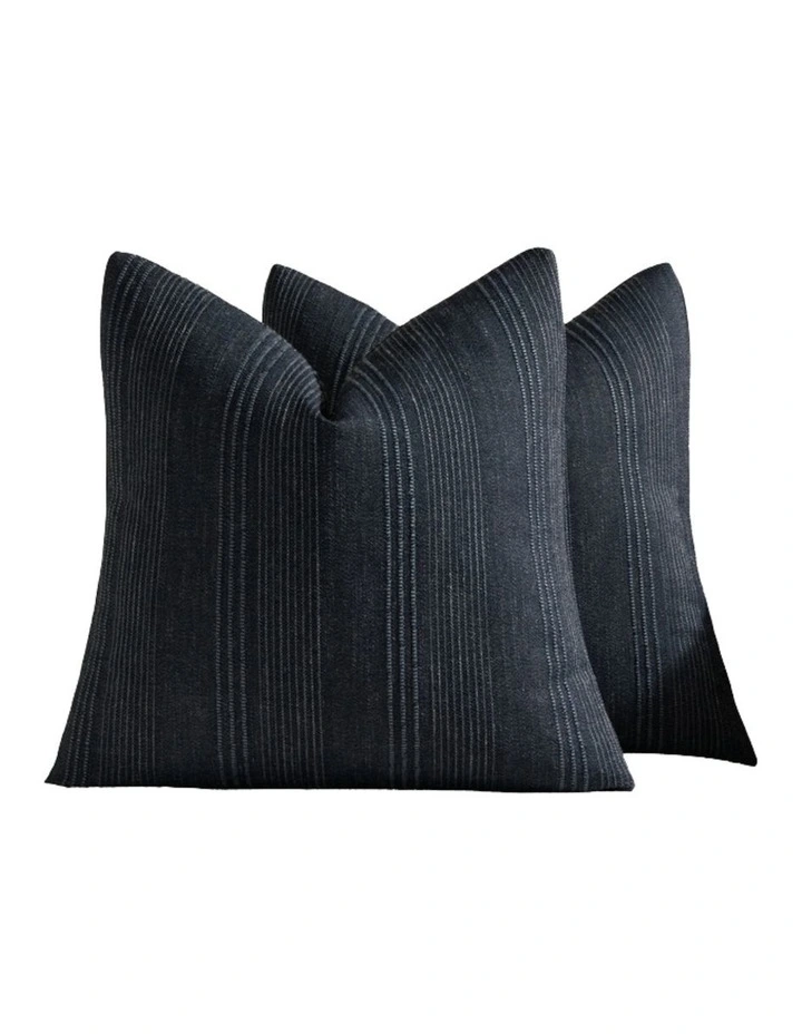 GIOIA CASA Linen Blend Striped European Pillowcases in Blue 2 Pack image 1
