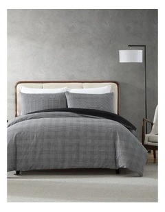 Houndstooth Plaid Quilt Cover Set Black/White King