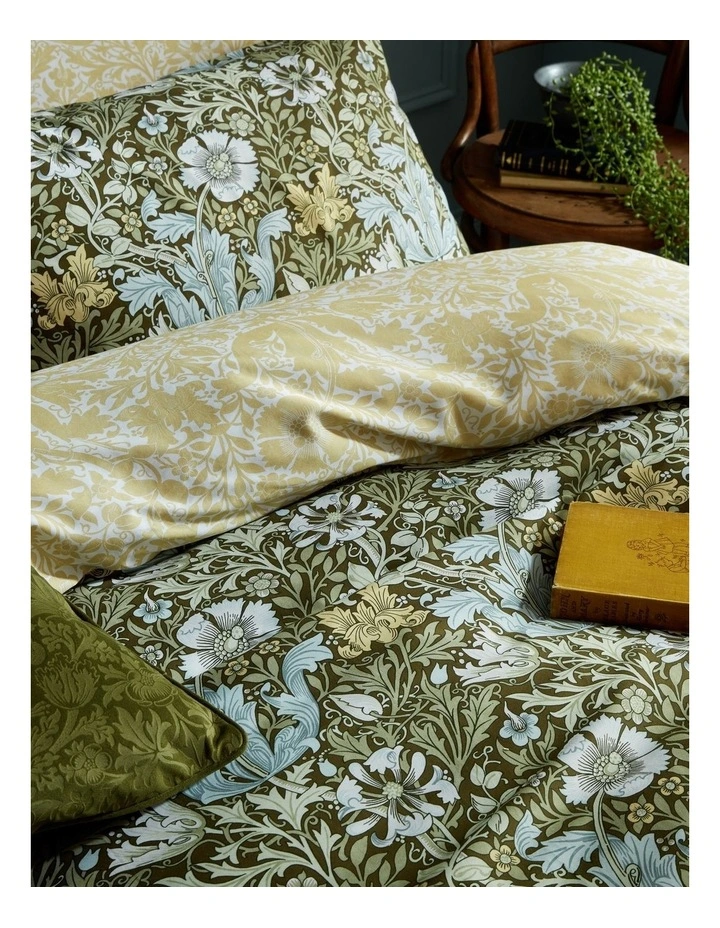 Compton Quilt Cover Set Olive Green Queen image 4