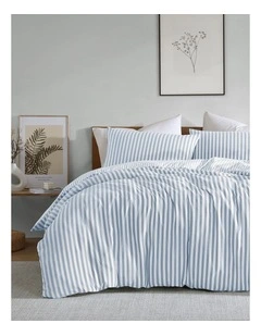 Frankie Stripe Quilt Cover Set Blue Queen