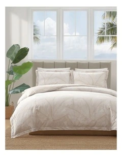 Pebble Palm Quilt Cover Set Light Beige Super King