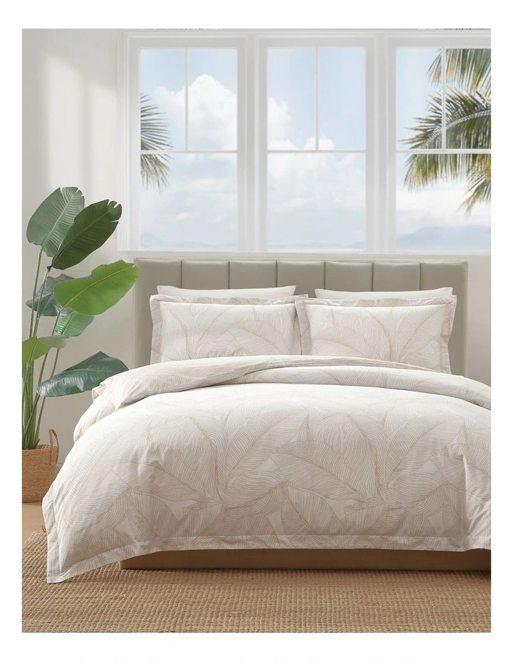 Pebble Palm Quilt Cover Set Light Beige Super King image 1