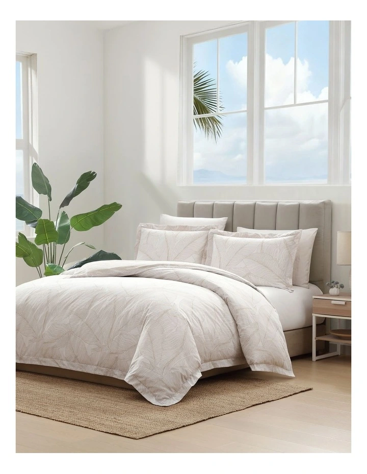 Pebble Palm Quilt Cover Set Light Beige Super King image 2