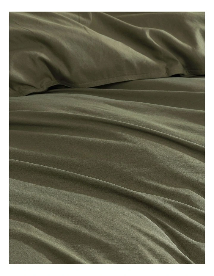 Vintage Washed Quilt Cover Set Khaki Double image 2