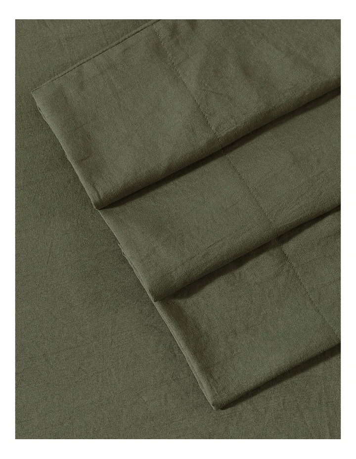 Vintage Washed Sheet Set Khaki Single image 2