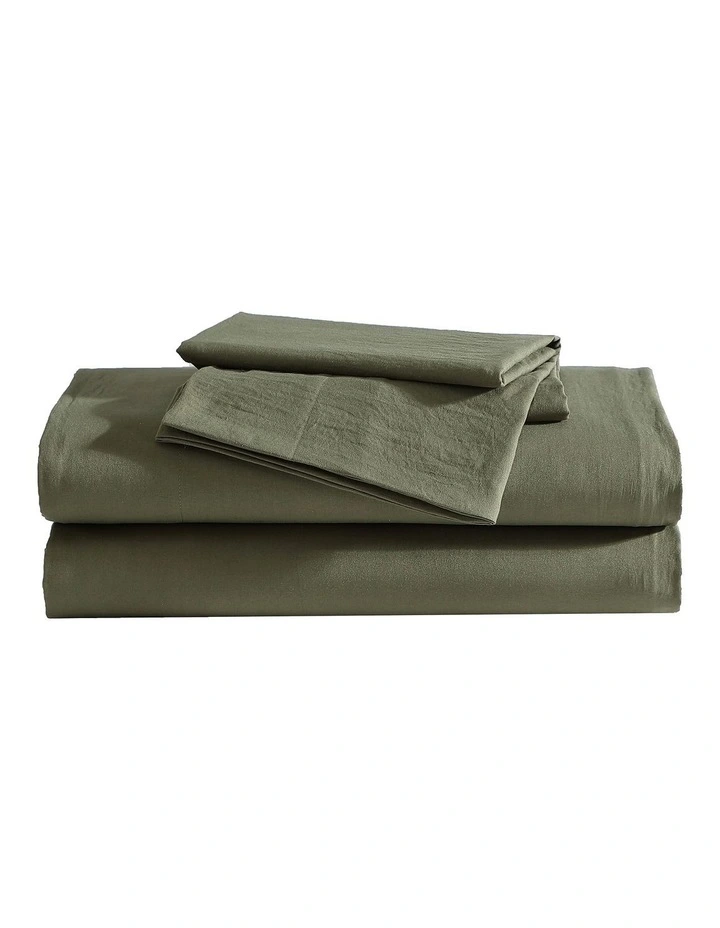 Vintage Washed Sheet Set Khaki Single image 3