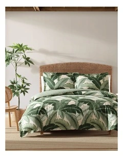 Vintage Palm Quilt Cover Set Jungle Green Queen