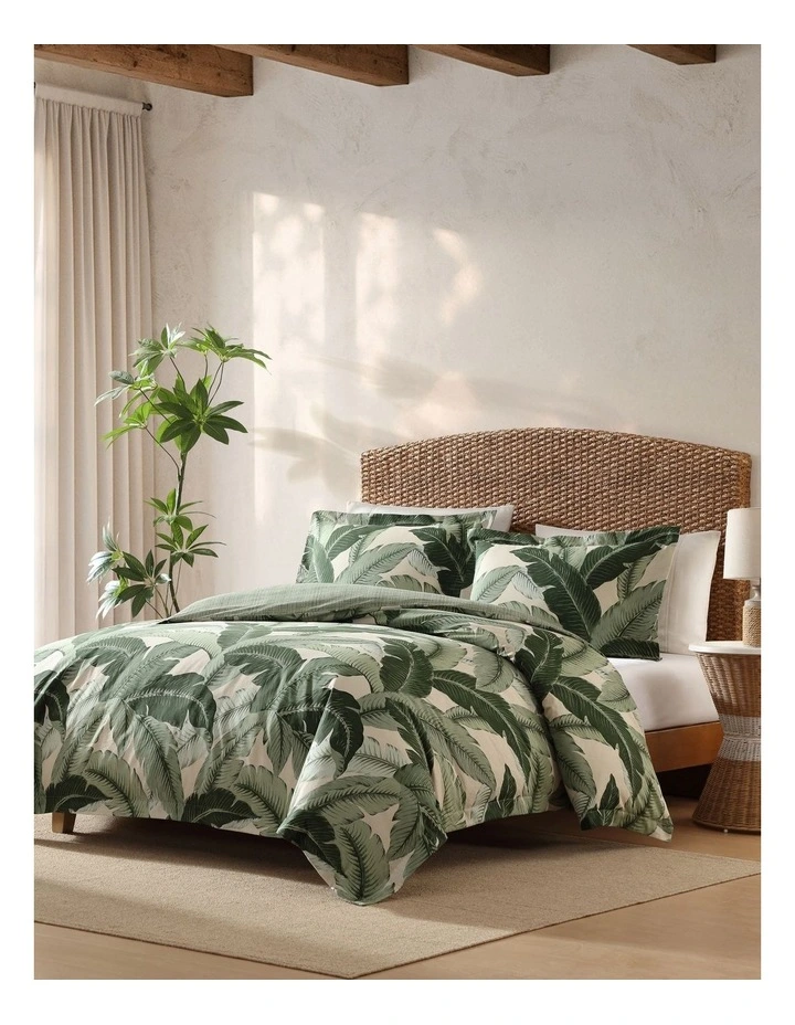 Vintage Palm Quilt Cover Set Jungle Green Queen image 2