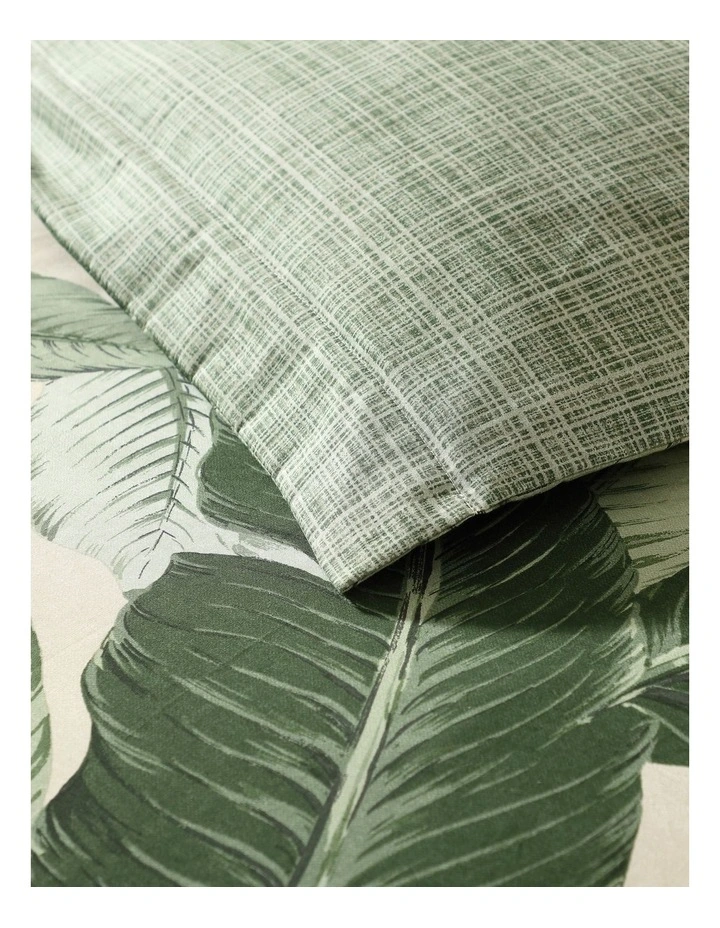 Vintage Palm Quilt Cover Set Jungle Green Queen image 3