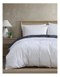 Kahn Stripe Quilt Cover Set Indigo Queen