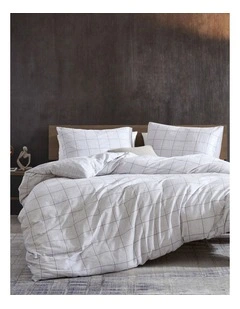 Holden Grid Quilt Cover Set Grey Queen