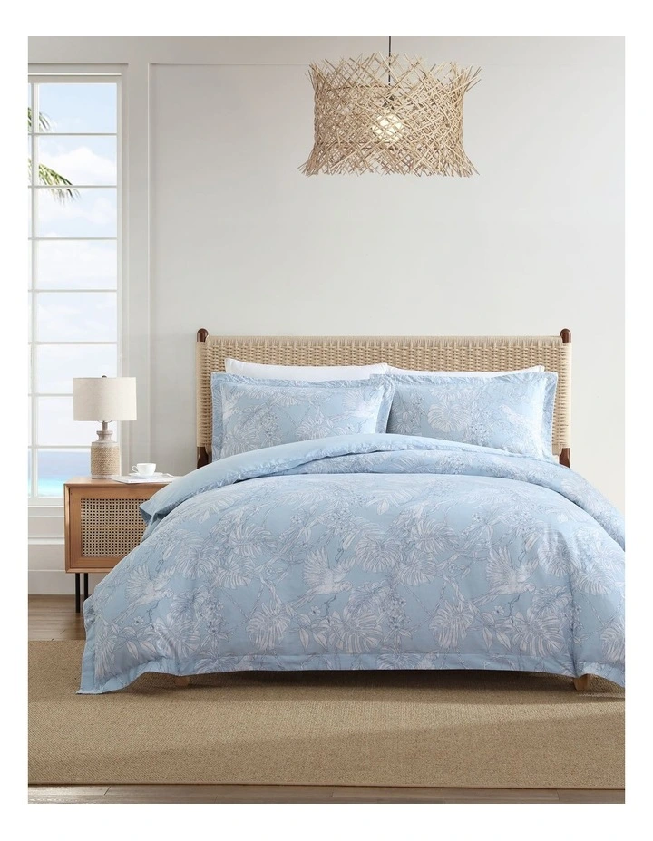 Jungle Toile Quilt Cover Set Blue King image 1