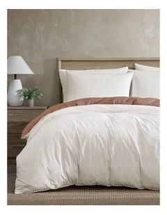 Kahn Stripe Quilt Cover Set Mocha King