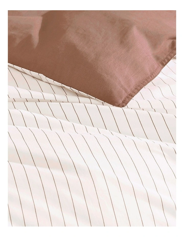 Kahn Stripe Quilt Cover Set Mocha King image 2