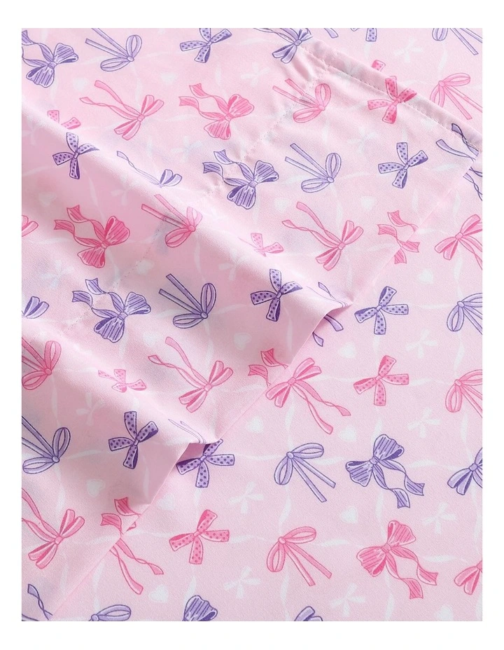 Lovely Bow Trellis Printed Sheet Set Pink/Purple Queen image 2