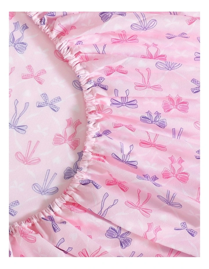 Lovely Bow Trellis Printed Sheet Set Pink/Purple Queen image 3