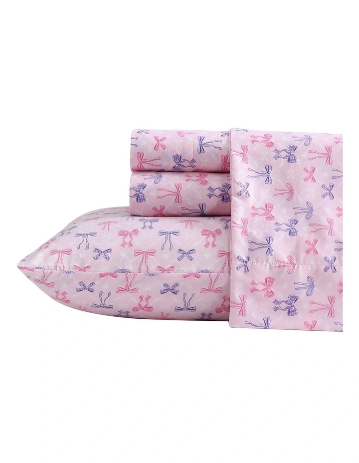 Lovely Bow Trellis Printed Sheet Set Pink/Purple Queen image 5