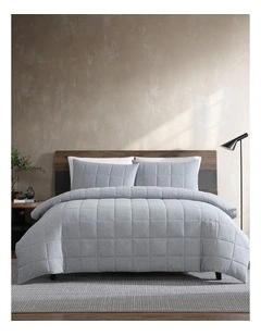 Jersey Marle Quilt Cover Set Blue/Grey Double