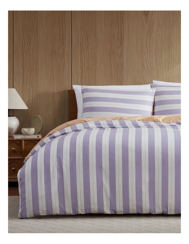 Eadie Stripe Quilt Cover Set Periwinkle Double image 1