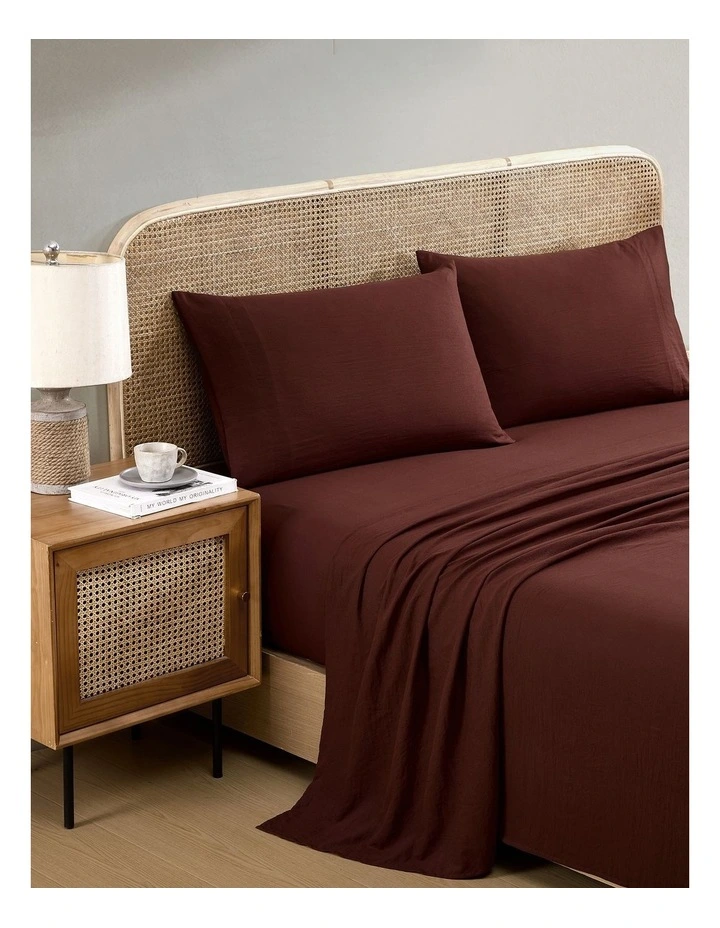 Vintage Washed Sheet Set Mahogany King Single image 1