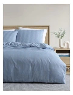 Finley Stripe Quilt Cover Set Capri Blue Single