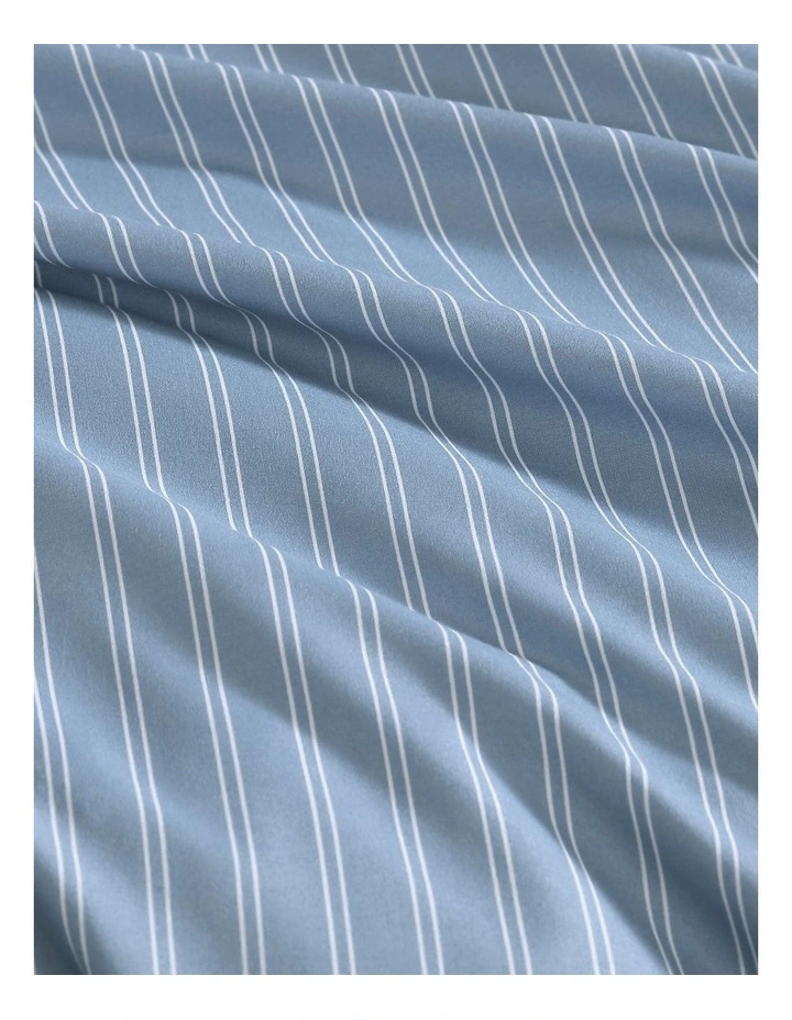 Finley Stripe Quilt Cover Set Capri Blue Single image 2
