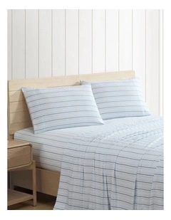 Camp Stripe Vintage Washed Sheet Set Pale Blue Queen