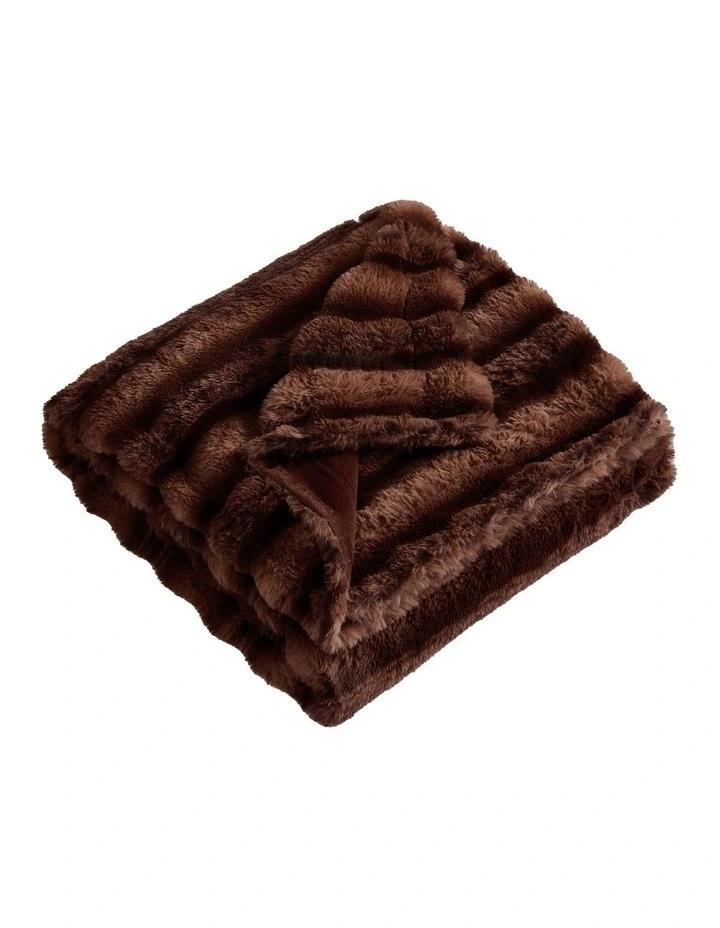 Loch Faux Rabbit Fur Throw Rust/Copper 130x170cm image 2
