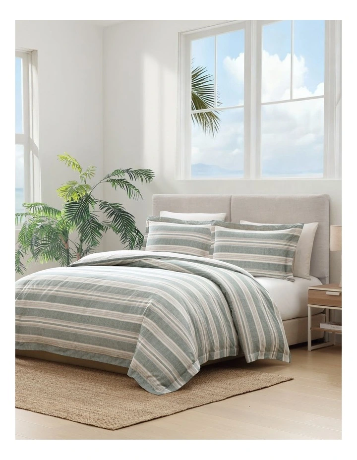 Cabana Stripe Quilt Cover Set Jungle Green Queen image 2