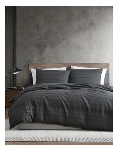 Soho Logo Stripe Quilt Cover Set Black Queen