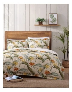 Birds Of Paradise Quilt Cover Set Ivory Super King