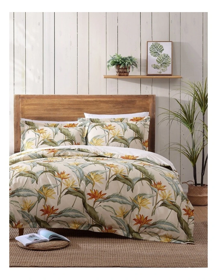 Birds Of Paradise Quilt Cover Set Ivory Super King image 1