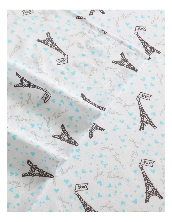 Je Taime Paris Printed Sheet Set Betsey Blue Queen image 2