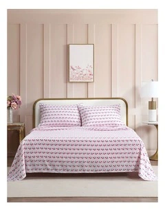 Cherry Stripe Printed Sheet Set Bubblegum Single