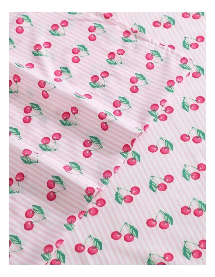 Cherry Stripe Printed Sheet Set Bubblegum Single image 2
