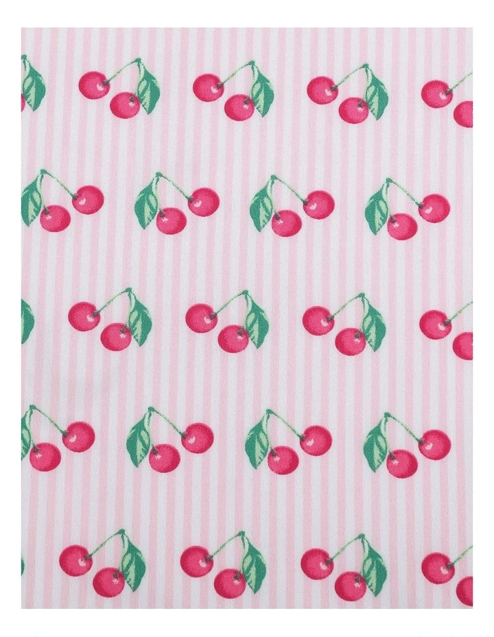 Cherry Stripe Printed Sheet Set Bubblegum Single image 4