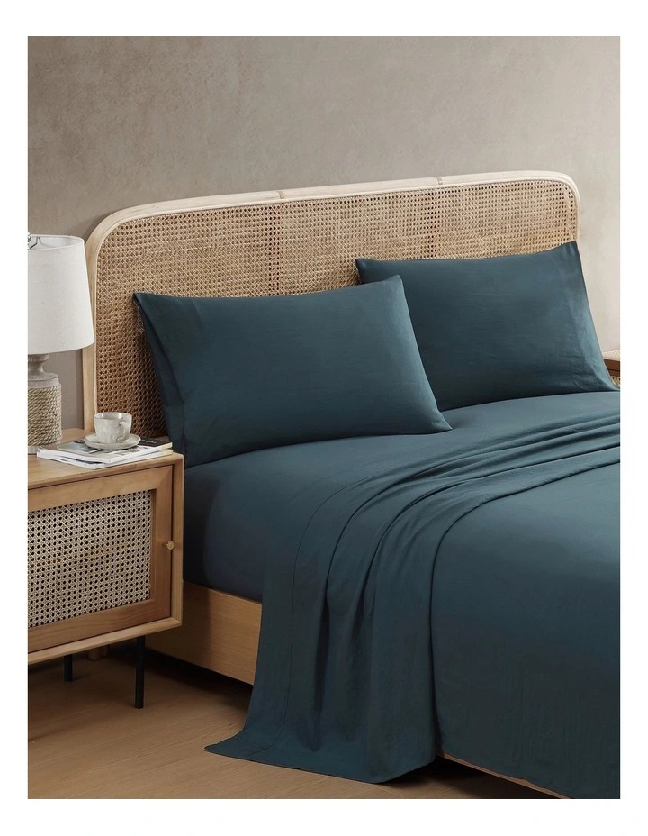 Vintage Washed Sheet Set Navy King image 1