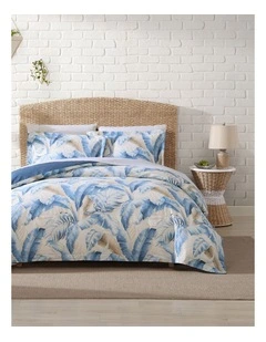 Palmiers Quilt Cover Set Blue Queen
