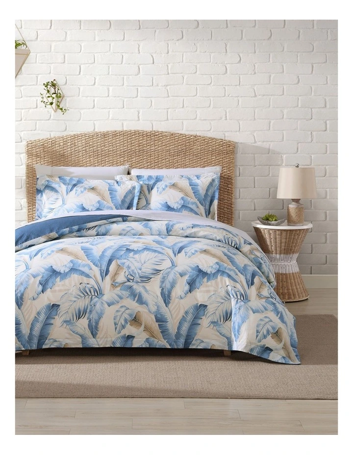 Palmiers Quilt Cover Set Blue Queen image 1